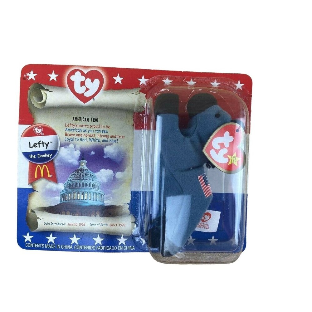 Lefty the Donkey TY Beanie Babies 1996 McDonald's Unopened Rare Error NIB